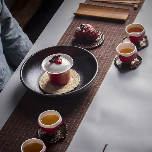 励志前行陶瓷茶具套装功夫简约茶壶茶杯泡茶会客家用荔枝茶具整套