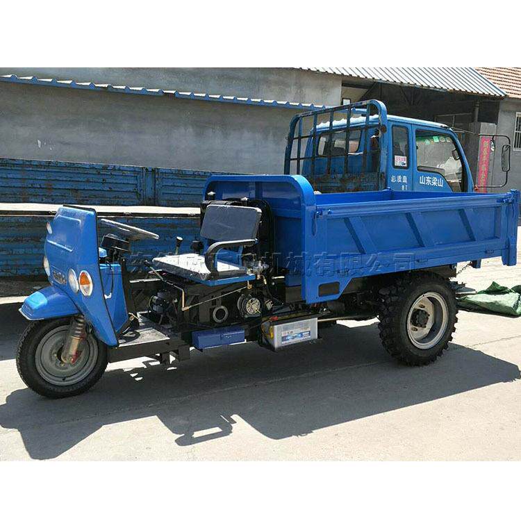 柴油三轮运输翻斗车农用后翻自卸三马子2T三开门U型斗装载车