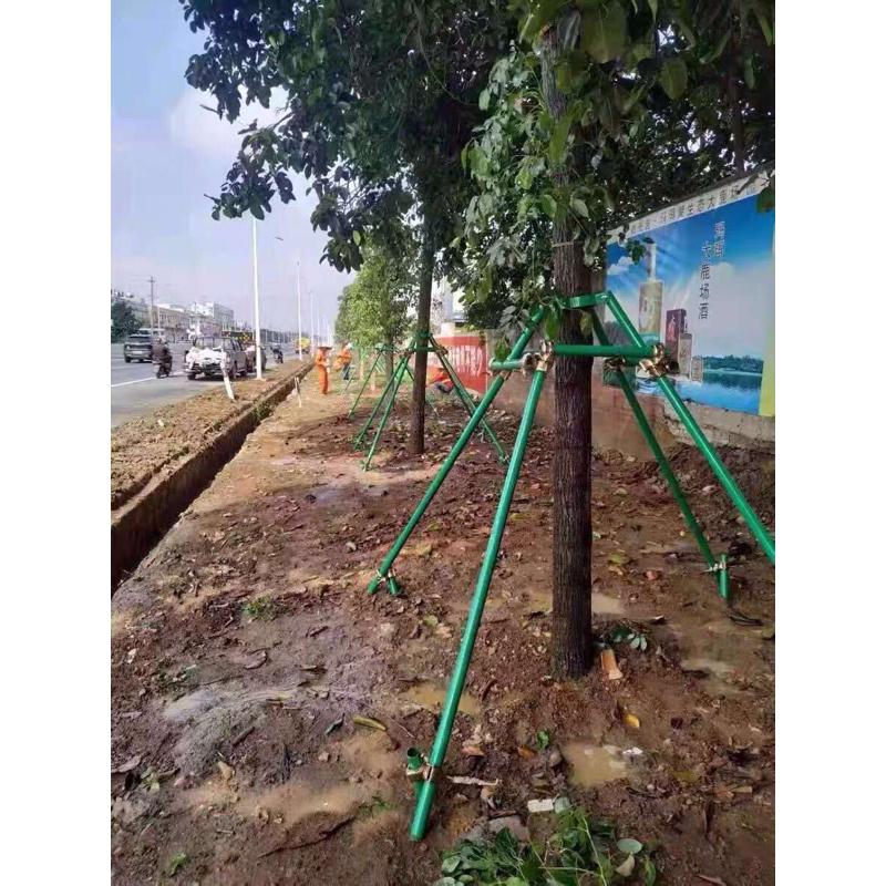 园林金属树支撑钢管固定器树木支撑架绿色大树支撑杆乔木防风抱箍