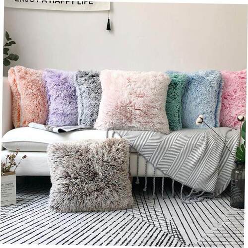 European solid color plush pillowcase sofa cushion cover