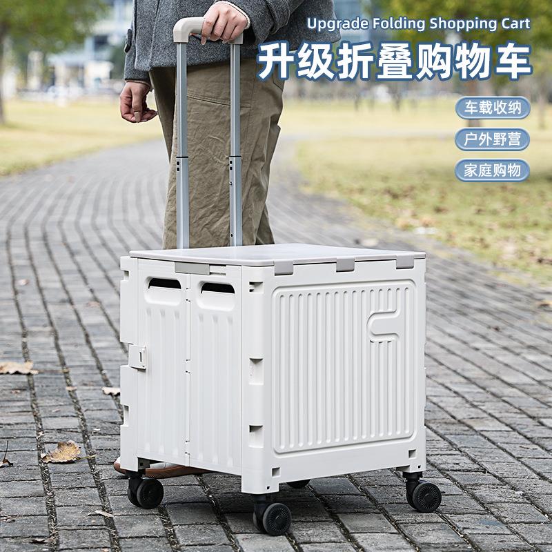 车载折叠塑料购物车户外旅行露营野餐买菜拿快递小拉车手推车收纳