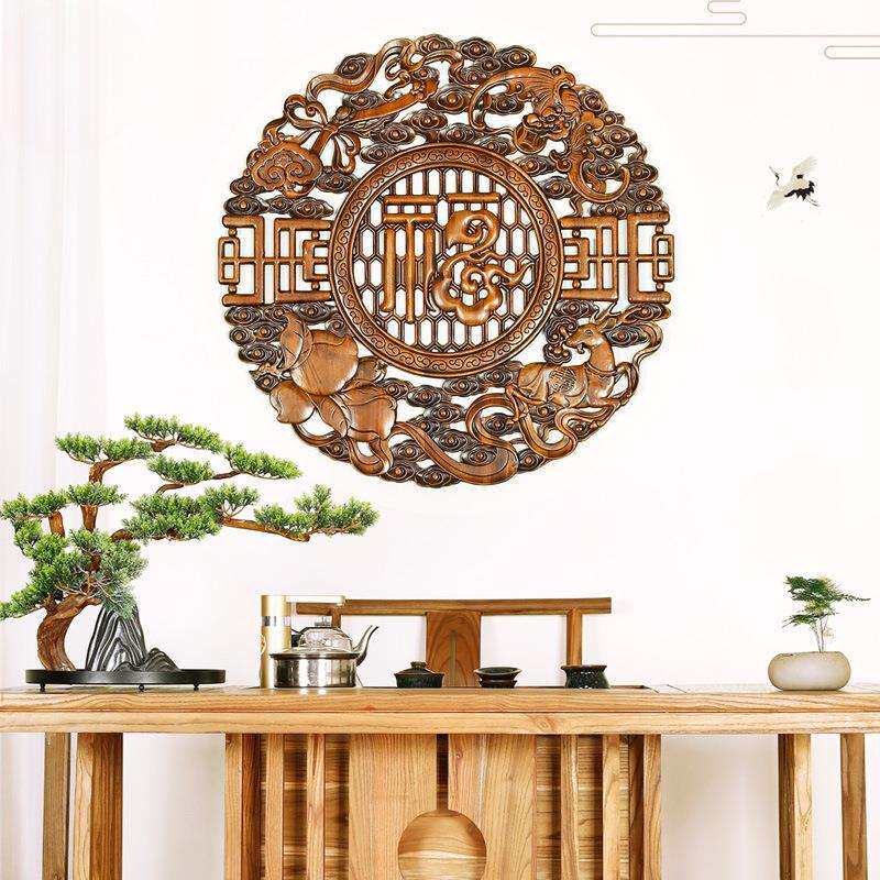 东阳木雕挂件摆件中式墙面装饰挂画实木雕刻工艺客厅仿古木画