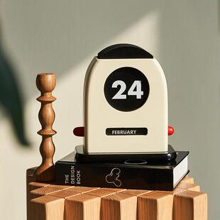 创意万年历桌历摆件装 设计师款 饰品北欧风 木质覆古片片日历 莫语
