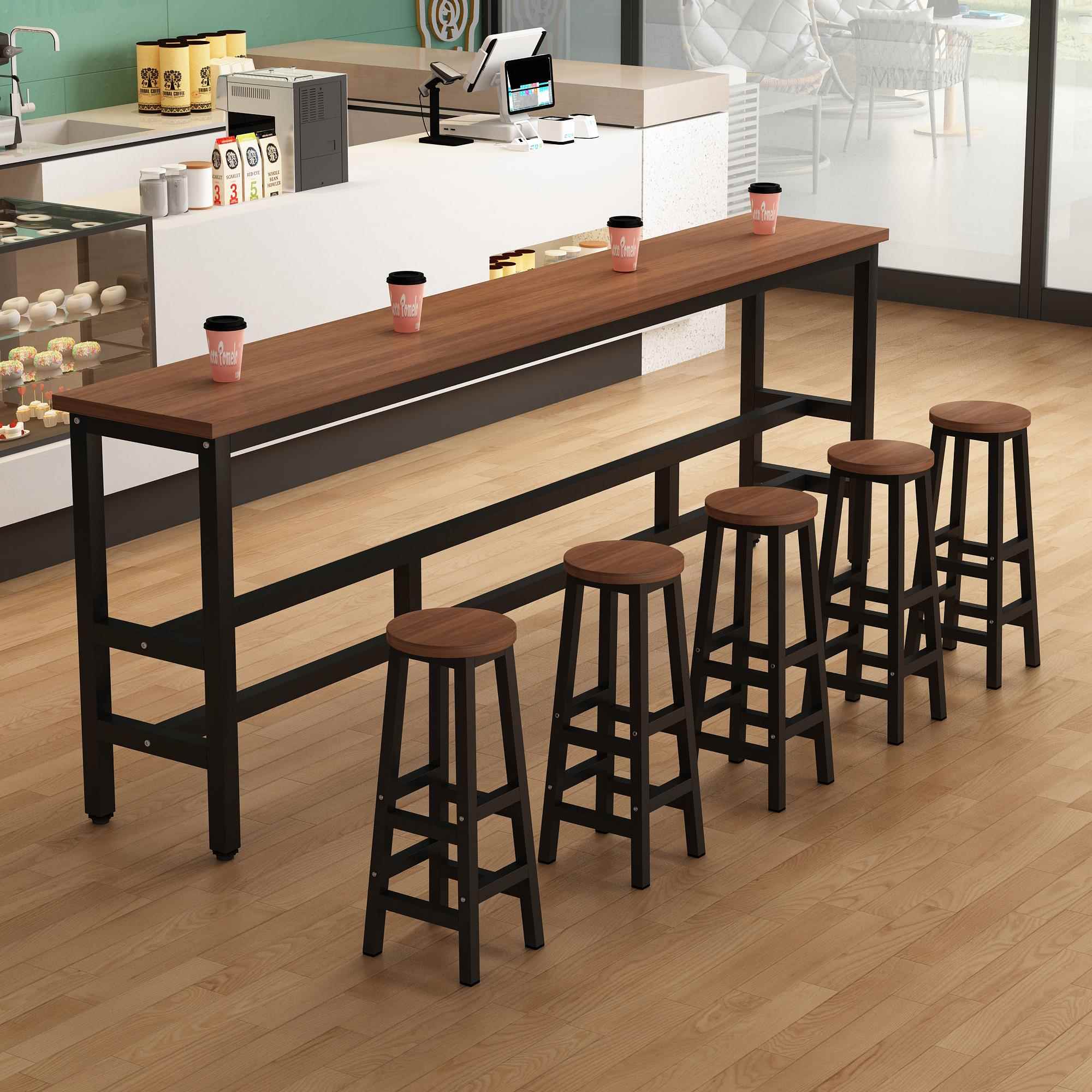 吧台桌家用靠墙高脚桌阳台休闲小吧台简约长条桌商用酒吧桌椅组合