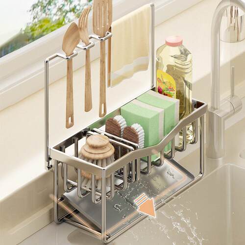 Sink Shelf Soap Sponge Drain Rack Kitchen Organizer Holder