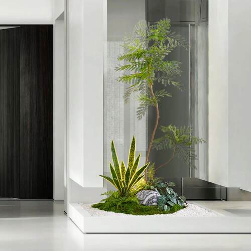 谷灵易生仿真绿植造景入户玄关楼梯下橱窗微景观角落植物摆件软装