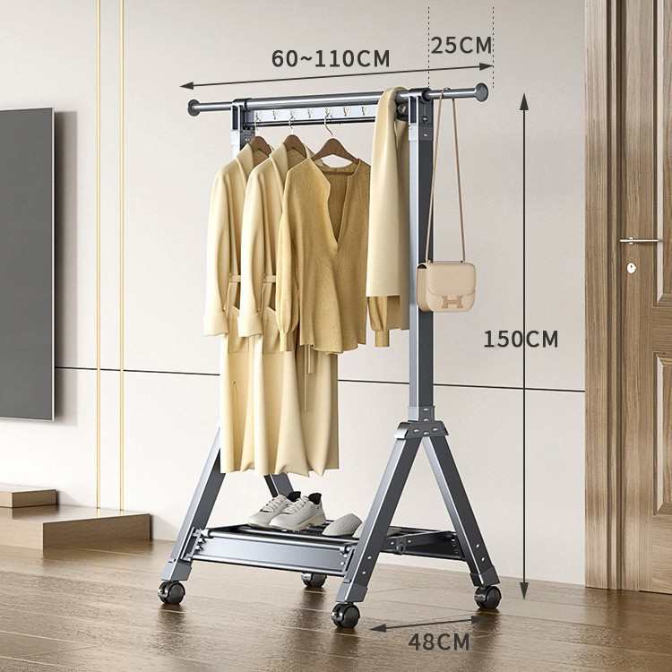 铝合金家用架立式阳台折叠晒衣落地晾衣杆架伸缩晾衣架室内外挂衣