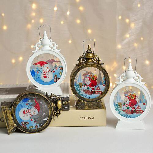 Christmas Old Man Snowman Night Light Scene Layout Props