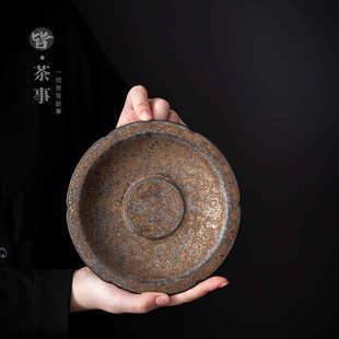 鎏金陶瓷壶承中式干泡茶盘复古功夫茶具茶道养壶泡茶小茶台壶托盘