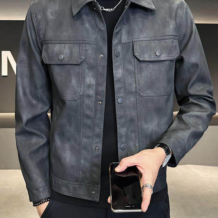 皮衣男款2026新款春秋痞帅高级感修身飞行员夹克外套休闲男士皮衣