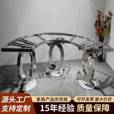 A8086黄金半月白色玻璃婚礼桌事件婚礼 厂家现货严选材质礼桌