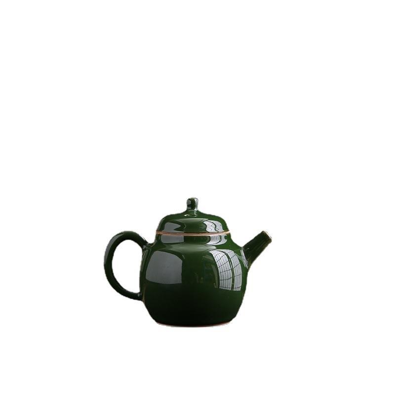 小品壶玛瑙绿小茶壶家用球孔过滤陶瓷功夫茶具个人泡茶器茶室青瓷