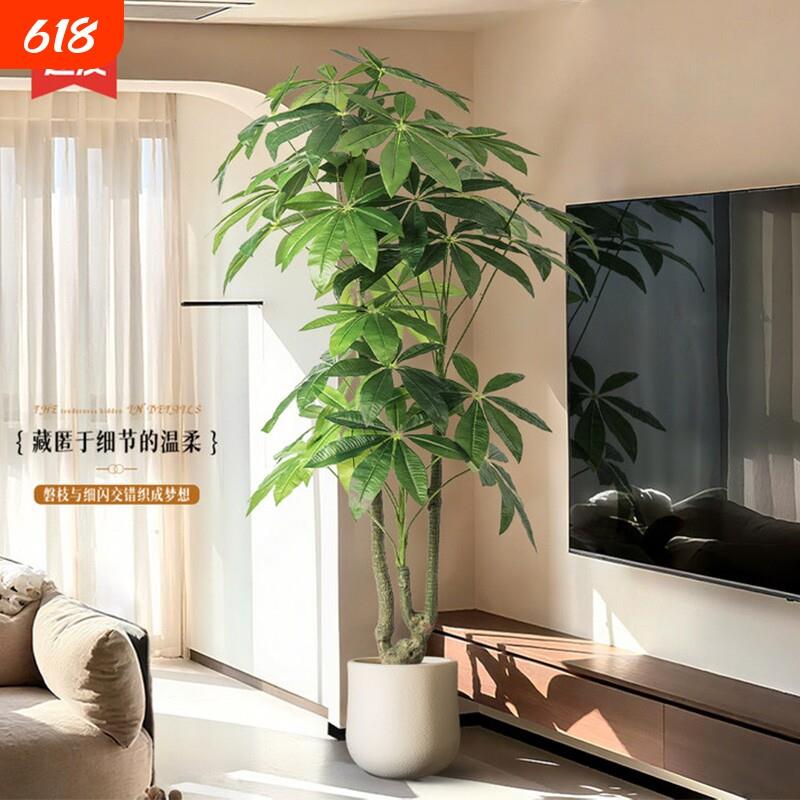 彷真绿植发财树客厅大盆栽室内装饰造景轻奢落地摆件彷生植物假树