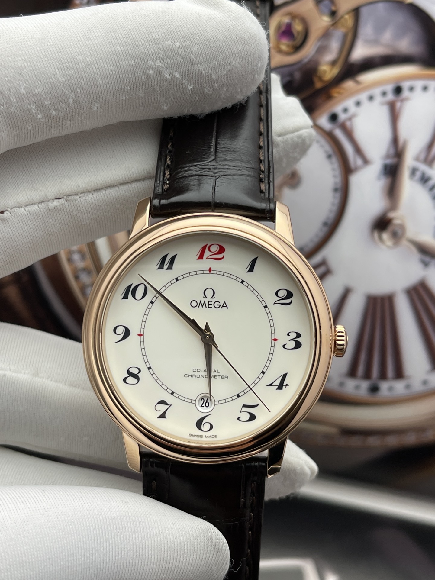 9.8新欧米茄碟飞手表男玫瑰金自动机械腕表424.53.40.20.04.004