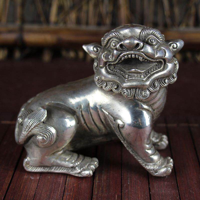 古玩杂项仿古铜器白铜书房居家摆件精品工艺用品貔貅一对
