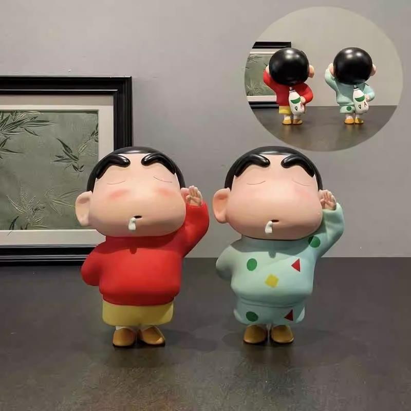蜡笔小新AD钙奶玄关电脑桌摆件高级感小众饰品喝奶小新公仔礼物新