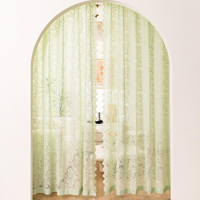 法式复古蕾丝窗帘纱帘拱形门帘免打孔隔断厨房客厅卧室家用遮新品