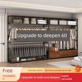 自制衣帽间金属框架组合衣帽柜开放式 落地卧室大容量双层挂衣架