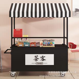 摆摊推车展示台架子带轮子铁艺花车移动摊位小推车集市地摊促销车