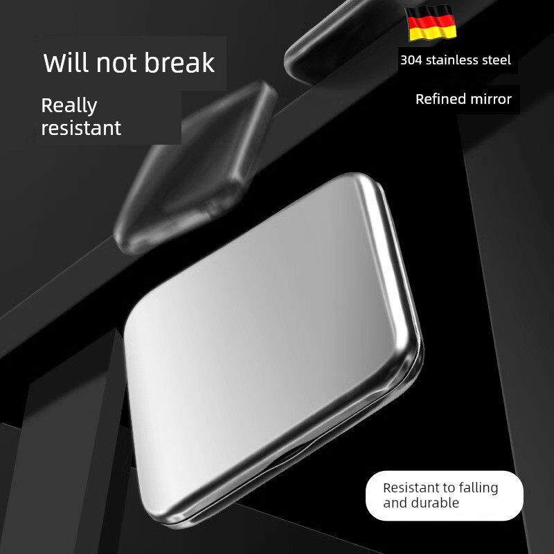 德国男士小镜子，手持双面圆迷你折叠不锈钢便携式化妆