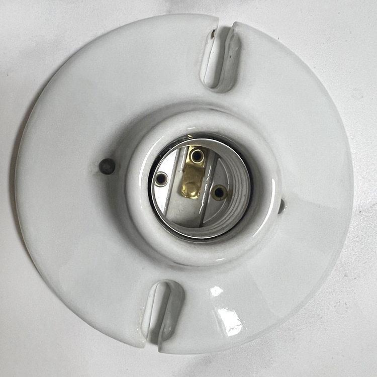 E27E26螺纹平底灯座4寸半陶瓷螺口家用灯饰灯具节能灯头