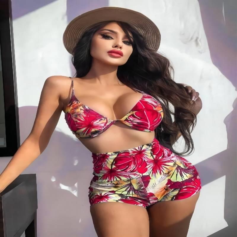 Sexy flat-leg swimsuit womens two-piece swimsuit