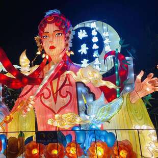 大型灯光节发光人物造型花灯国潮装 宵文旅景区夜游摆件 饰灯春节元