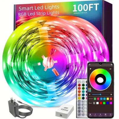 100ft(2 Rolls Of 50ft)LED Lights，RGB Color Changing Music S