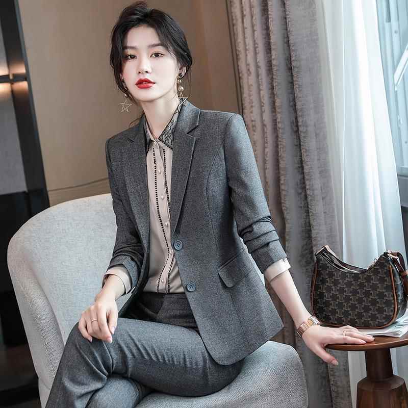 深灰色西装外套女2026春秋新款工作服正装气质女神范职业西服套装