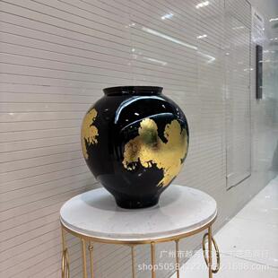 创意贴箔陶花瓶陈设瓷饰品摆样件板FT121房间酒金店办公室 新中式