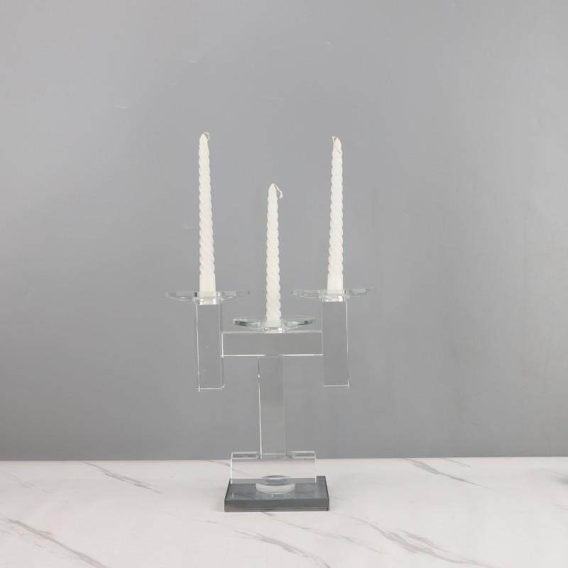 现代简约几何水晶烛台摆件客厅餐厅酒店玄关电视柜软装家居装饰品