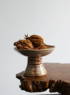 中式供盘果盘家用佛手柑专用高脚盘陶瓷高足点心盘客厅水果盘供佛