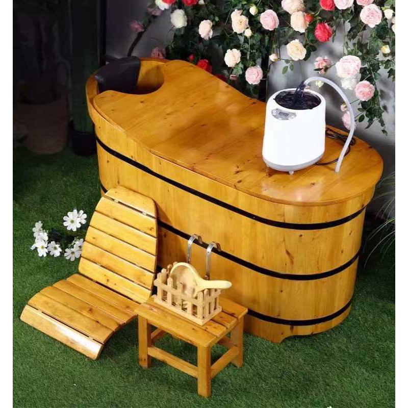 香柏木桶泡澡木桶带盖熏蒸沐浴桶美容院成人加厚浴缸洗澡木盆家用