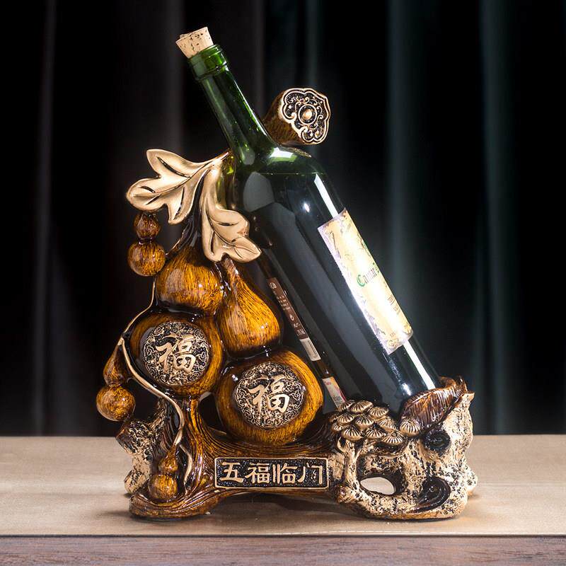 中式红酒架摆件架子家用葡萄酒架葫芦装饰摆设创意饰品开 业送礼