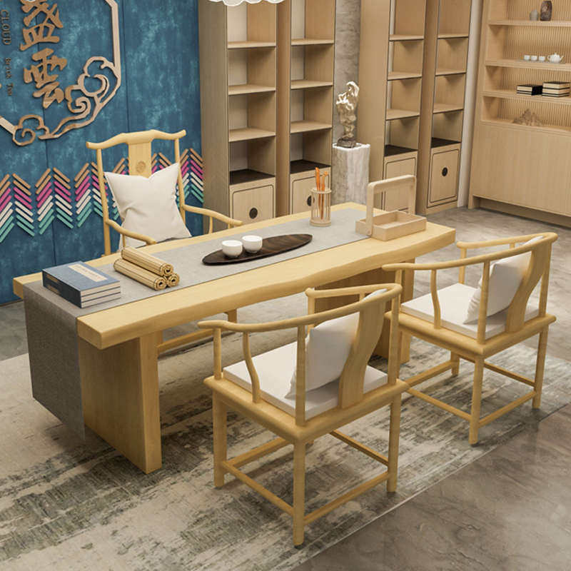 新中式家用客厅全实木泡茶桌茶室茶馆禅意茶台会客室洽谈喝茶桌椅