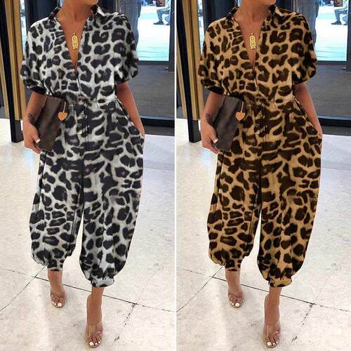 Women's jumpsuit, women's short sleeved pants, plus size
