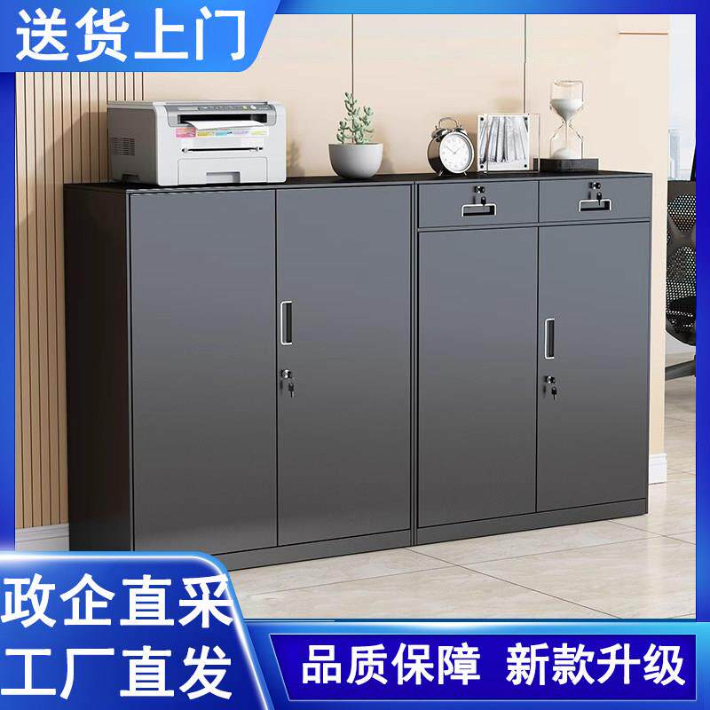 套色矮柜财务资料柜钢制办公室加厚铁皮文件柜家用带锁收纳柜鞋柜