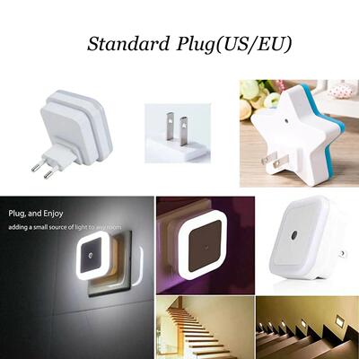 LED Night Light Mini Cute Wall Plug-in Auto Sensor Bedside L
