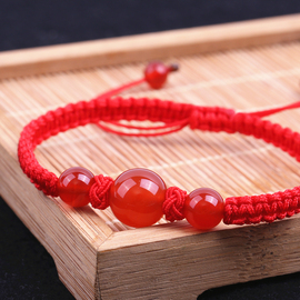 红绳手链转运珠玛瑙手工编织夜光石简约时尚民族风送男女朋友礼物