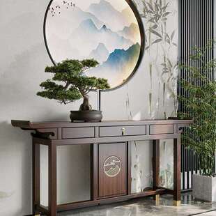 新中式胡桃木色玄关桌中堂条案台靠墙客厅案几供桌实木走廊玄关柜