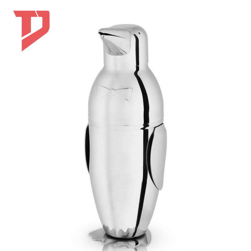 创意不锈钢企鹅调酒器手摇雪克杯 500ml鸡尾酒摇酒器酒吧调酒工