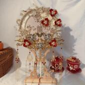 婚礼扇新娘中国风秀和高端婚礼扇双面双色婚礼扇DIY材料包