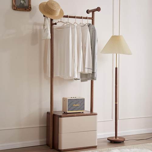 正品黑胡木衣帽架实木挂衣架一体式落地多衣架物置架卧室收纳桃柜