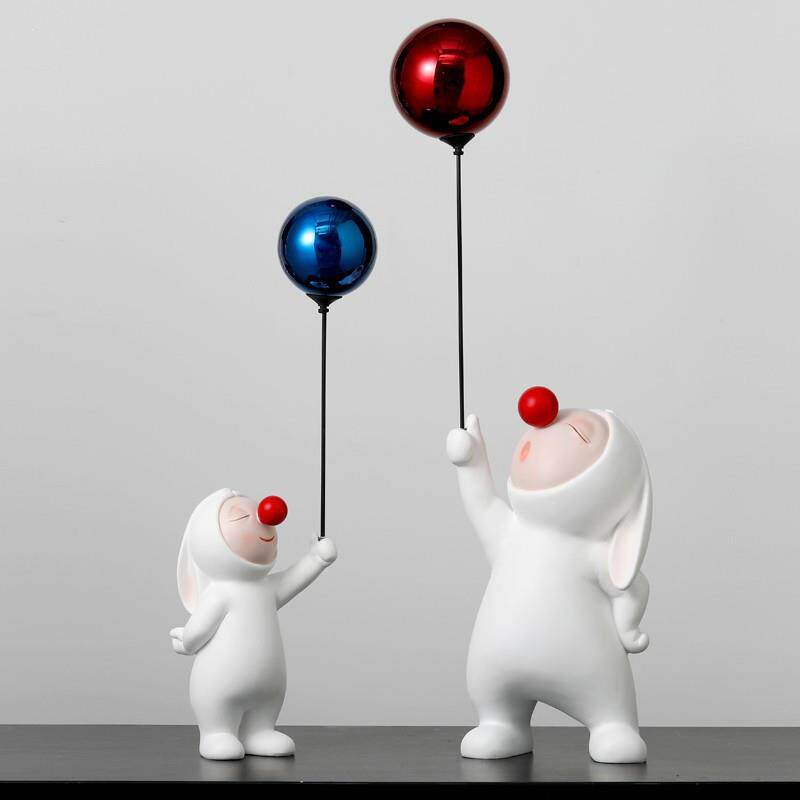 创意气球兔子电视柜旁两边摆件客厅玄关家居装饰品家里摆设高级感