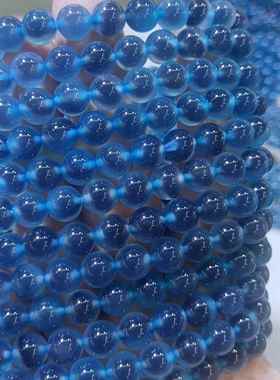 20268毫米天然蓝糖心玛瑙单圈手炼女款蓝色时尚手串工厂