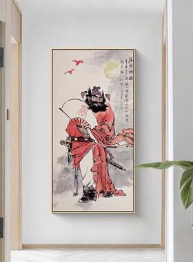 钟馗伏魔图画像玄关装饰画竖版天师钟魁水墨国画门神镇宅客厅挂画