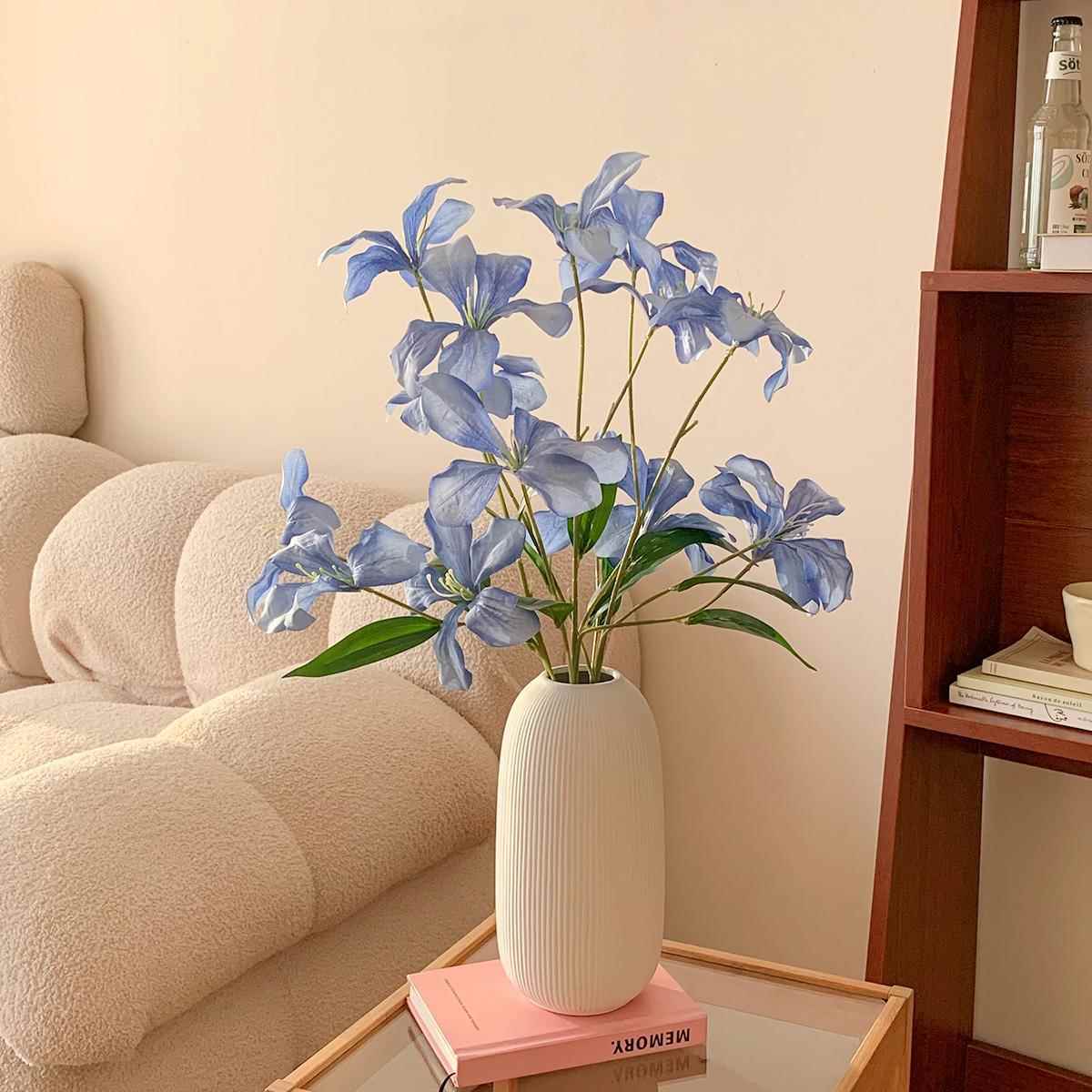 复古ins油画火焰兰仿真假花欧式花束家居客厅桌面插花装饰品摆件图片
