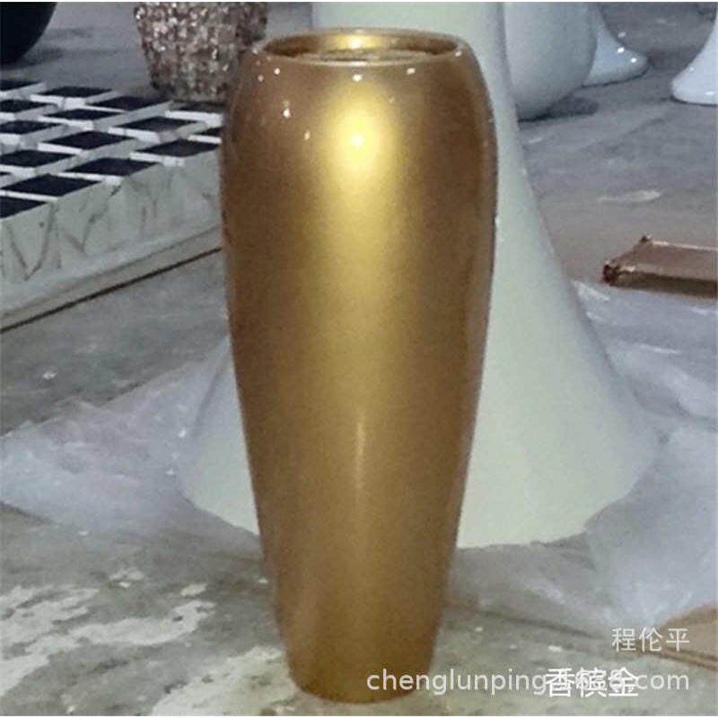 地大花盆酒店摆件落商场工艺花瓶玻璃钢家居花圆筒器口直客厅