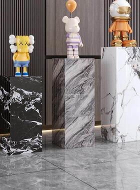 工艺品摆件台花架客展厅玄关酒店会所岩板装饰立柱大理石雕塑底座