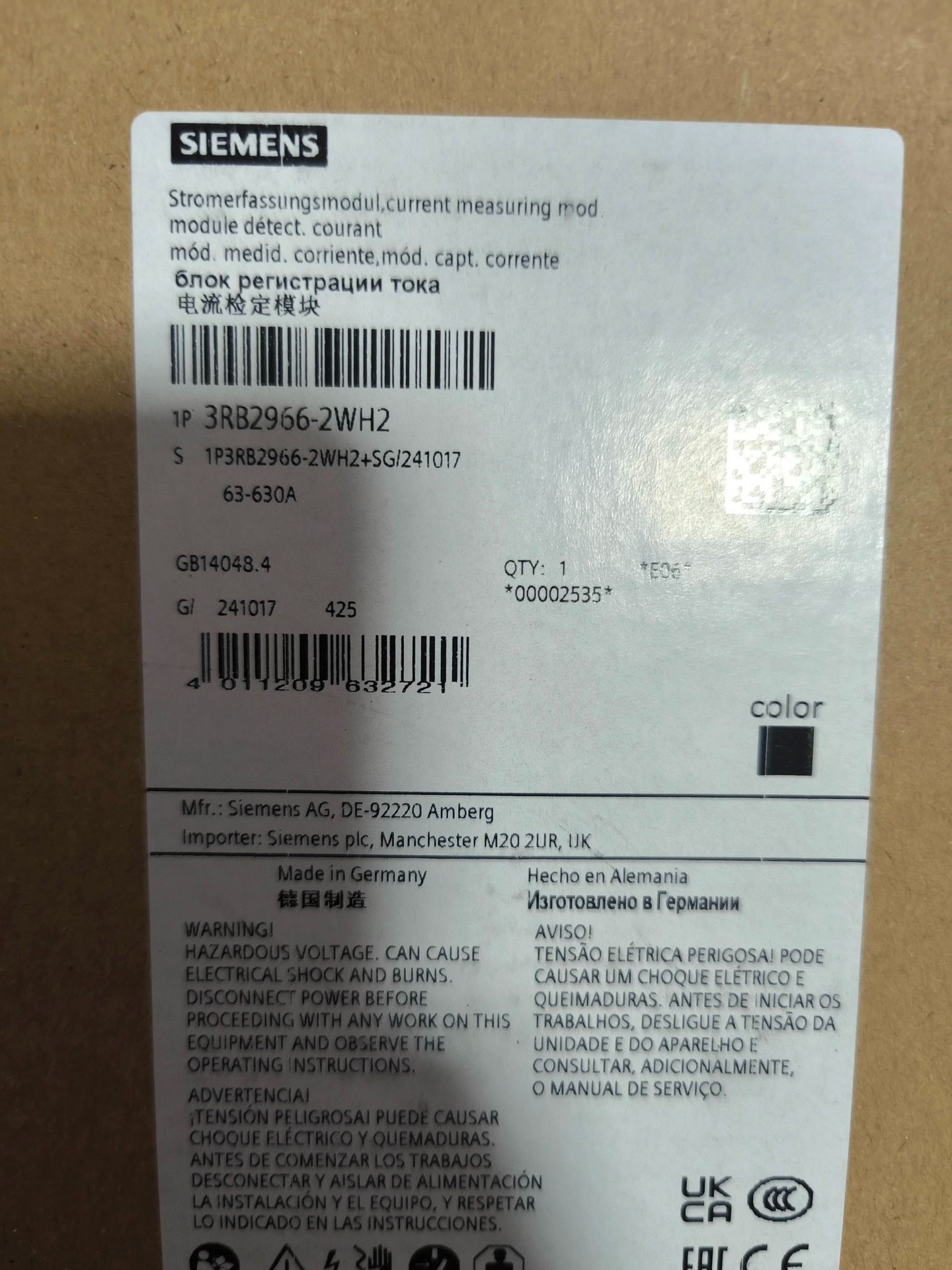 3RB2966-2WH2电流检测模块全新原装正品，